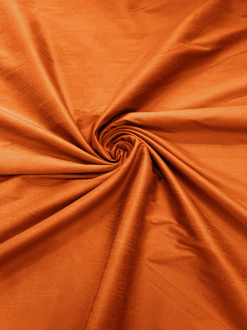 Burnt Orange - Polyester Dupioni Faux Silk Fabric/ 55” Wide/Wedding Fabric/Home Decor.