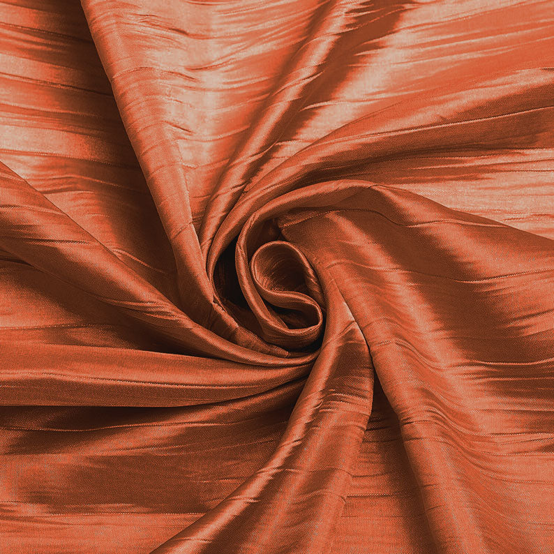 Burnt Orange - Crushed Taffeta Fabric - 54" Width - Creased Clothing Decorations Crafts - Sold By The Yard
