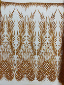 WING FEATHER DAMASK BEADED LACE (By The Yard)