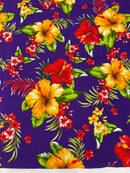 Multi Color Hawaiian Hibiscus  Floral Fabric/ 100% Cotton/45" Wide (by the yard)