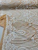 DIAMOND GEOMETRIC SEQUIN ON A STRETCH MESH FABRIC ( By The Yard)