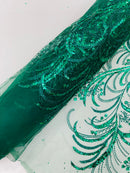 Vine Glitter Design On A Mesh Lace Fabric/Prom