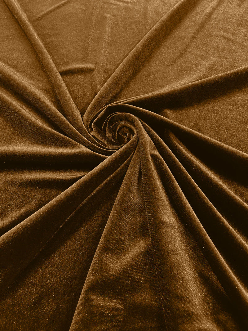 Camel Solid Stretch Velvet Fabric  58/59" Wide 90% Polyester/10% Spandex By The Yard.