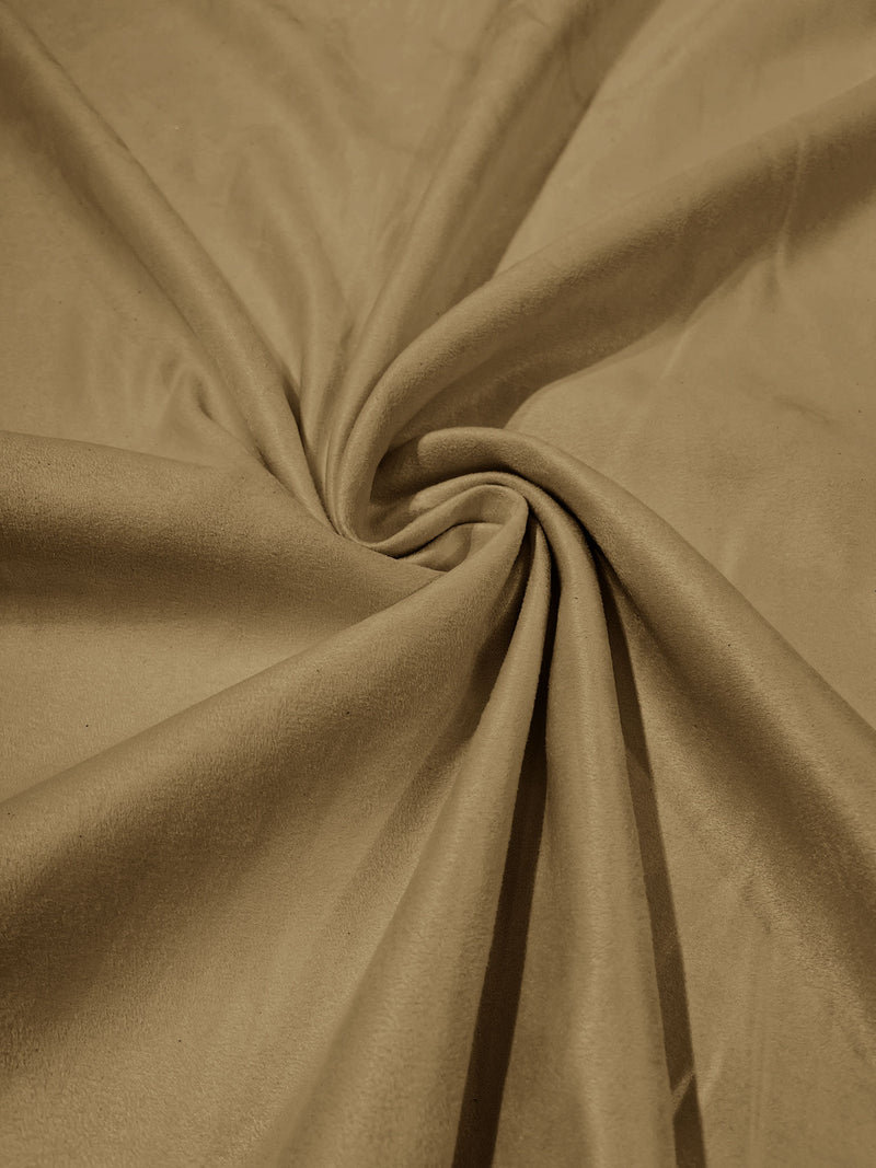 Camel Faux Suede Polyester Fabric | Microsuede | 58" Wide.