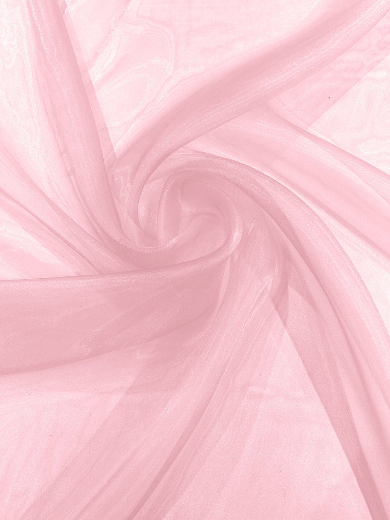 Candy Pink Solid Light Weight, Sheer, See Through Crystal Organza Fabric 60" Wide ByTheYard.