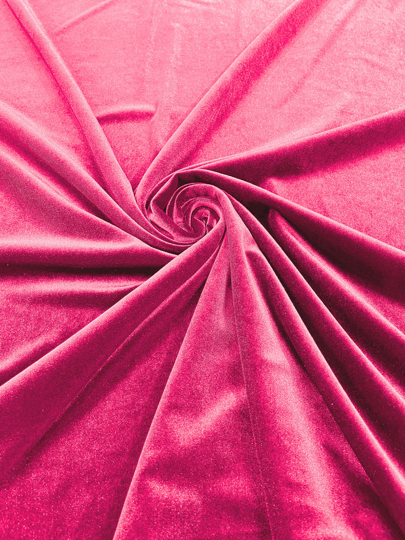 Candy Pink Solid Stretch Velvet Fabric  58/59" Wide 90% Polyester/10% Spandex By The Yard.
