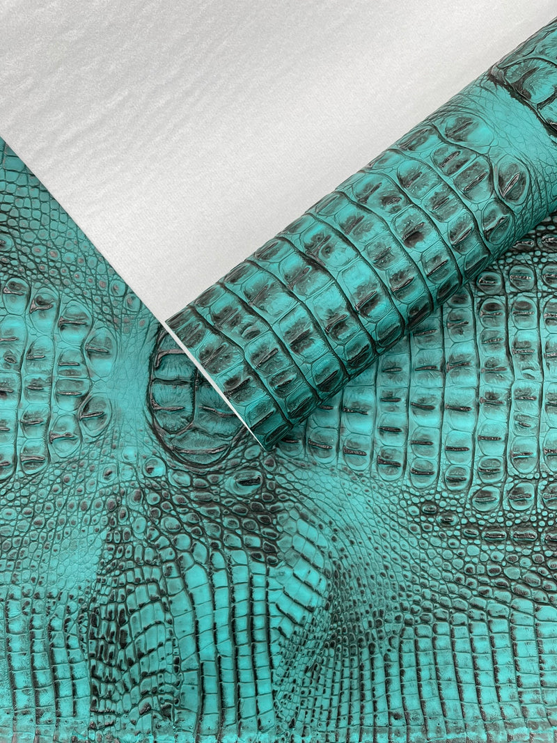 Metallic Gator Vinyl Fabric 54" Wide / Upholstery Crafting Accessories Applications Faux Leather PVC.