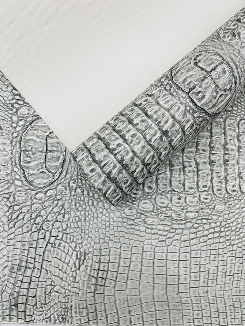 Metallic Gator Vinyl Fabric 54" Wide / Upholstery Crafting Accessories Applications Faux Leather PVC.