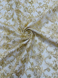 Corded Lace/ Butterfly Design Embroidered With Sequin on a Mesh Lace Fabric