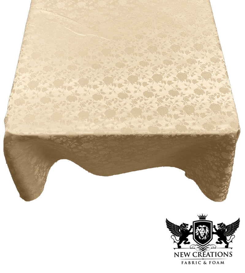 Square Tablecloth Roses Jacquard Satin Overlay for Small Coffee Table Seamless. (51" Inches x 51" Inches)