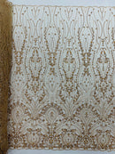 Modern Luxury Beaded Fabric Embroidered on a Mesh Lace, Sold by The Yard.