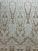 Modern Luxury Beaded Fabric Embroidered on a Mesh Lace, Sold by The Yard.