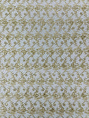 Corded Lace/ Butterfly Design Embroidered With Sequin on a Mesh Lace Fabric