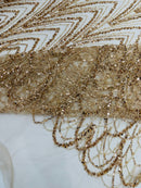 Luxury Chain Geometric Beaded Lace, by The Yard.