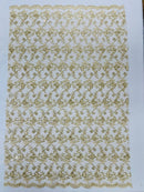 Corded Lace/ Butterfly Design Embroidered With Sequin on a Mesh Lace Fabric