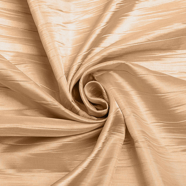 Champagne - Crushed Taffeta Fabric - 54" Width - Creased Clothing Decorations Crafts - Sold By The Yard