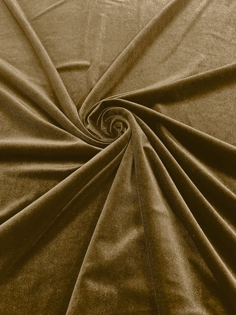 Champagne Solid Stretch Velvet Fabric  58/59" Wide 90% Polyester/10% Spandex By The Yard.