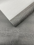 Crocodile Marine Vinyl 2 tone Upholstery, Crocodile Skin Texture Faux Leather PVC Vinyl, 54" Wide.