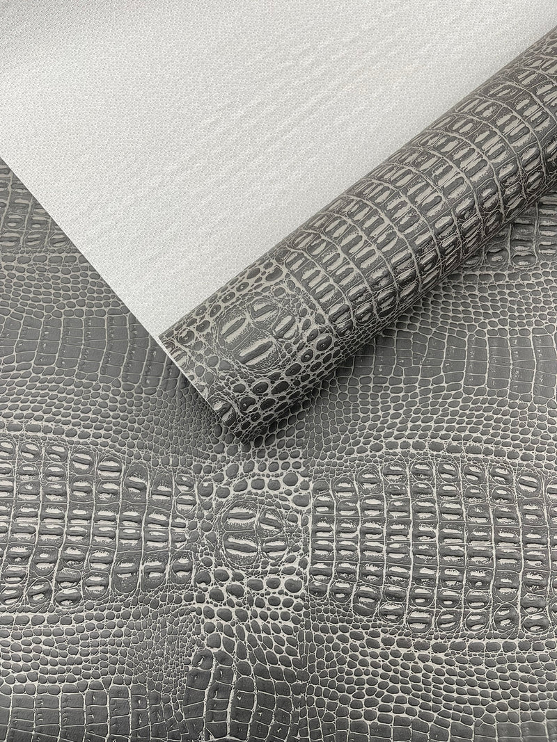 Crocodile Marine Vinyl 2 tone Upholstery, Crocodile Skin Texture Faux Leather PVC Vinyl, 54" Wide.