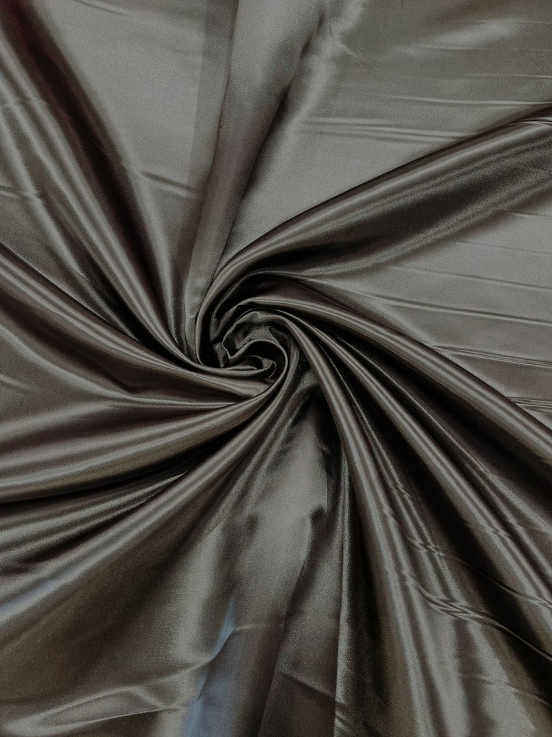 Charcoal - Heavy Shiny Bridal Satin Fabric for Wedding Dress, 60"inches Wide SoldByTheYard.