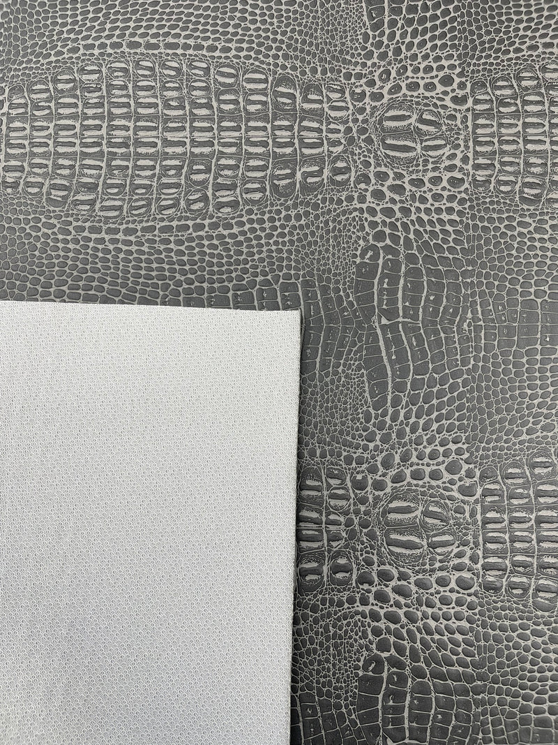 Crocodile Marine Vinyl 2 tone Upholstery, Crocodile Skin Texture Faux Leather PVC Vinyl, 54" Wide.