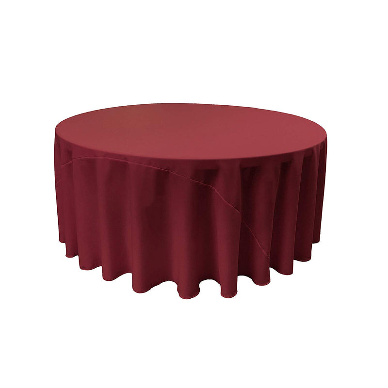 Cherry Red 132" Round Polyester Poplin With Seams Tablecloth - Wedding Decoration Tablecloth