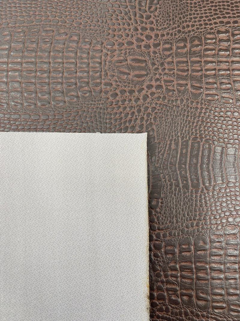 Crocodile Marine Vinyl 2 tone Upholstery, Crocodile Skin Texture Faux Leather PVC Vinyl, 54" Wide.