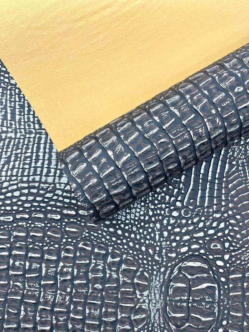 Metallic Gator Vinyl Fabric 54" Wide / Upholstery Crafting Accessories Applications Faux Leather PVC.