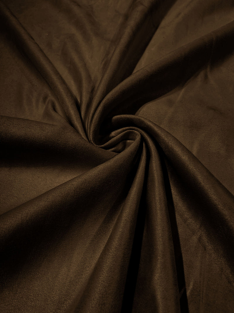 Chocolate Faux Suede Polyester Fabric | Microsuede | 58" Wide.
