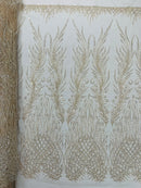 WING FEATHER DAMASK BEADED LACE (By The Yard)
