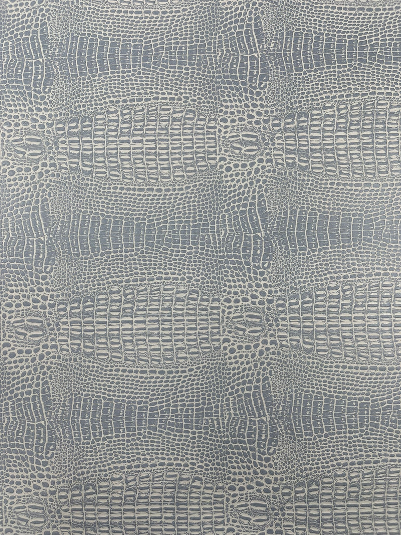 Crocodile Marine Vinyl 2 tone Upholstery, Crocodile Skin Texture Faux Leather PVC Vinyl, 54" Wide.