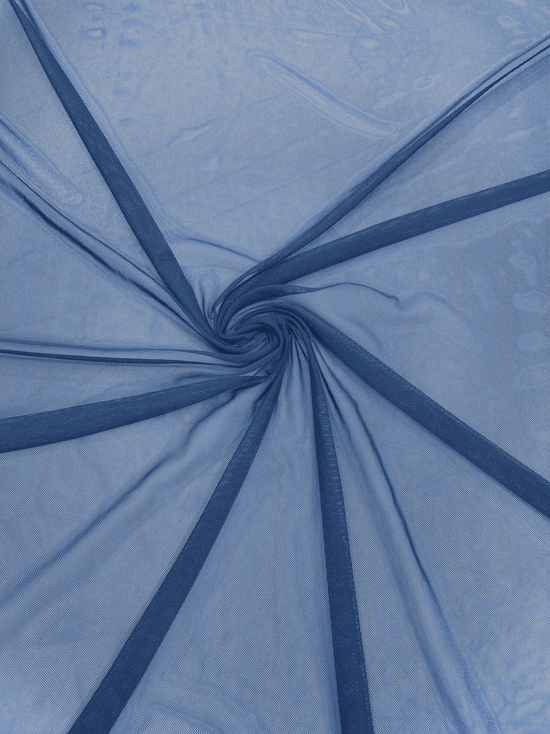 Coppen Blue 60" Wide Solid Stretch Power Mesh Fabric Spandex/ Sheer See-Though/Sold By The Yard.