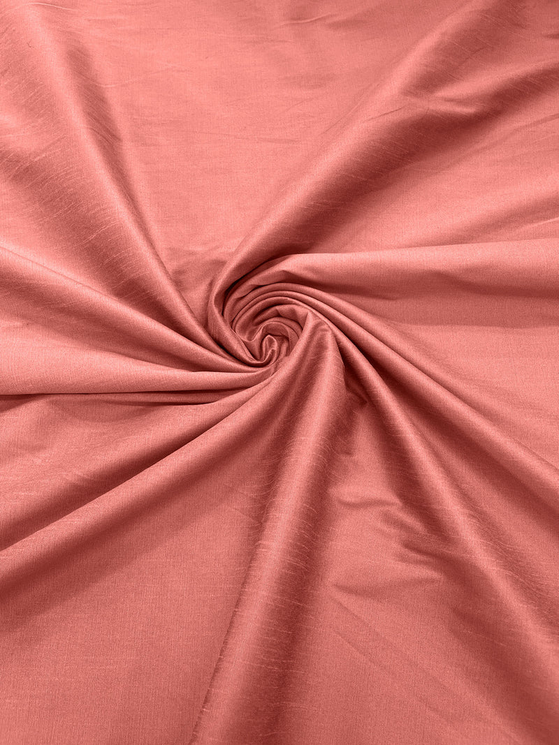 Coral -Polyester Dupioni Faux Silk Fabric/ 55” Wide/Wedding Fabric/Home Decor.