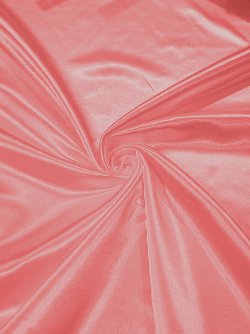 Coral - Heavy Shiny Bridal Satin Fabric for Wedding Dress, 60"inches Wide SoldByTheYard.