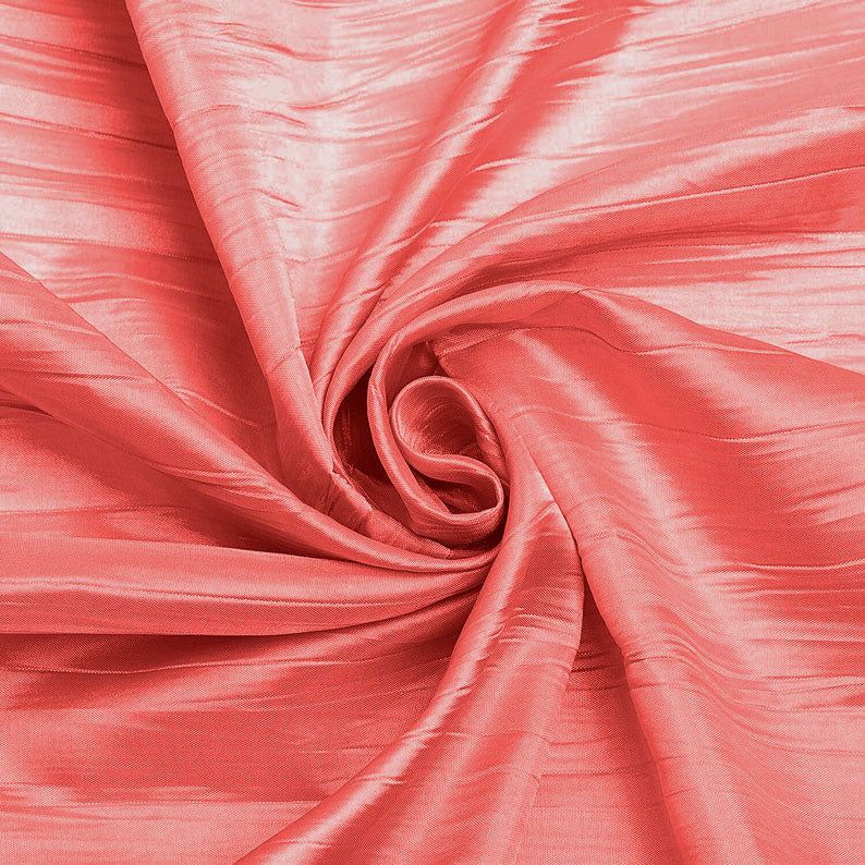 Coral - Crushed Taffeta Fabric - 54" Width - Creased Clothing Decorations Crafts - Sold By The Yard