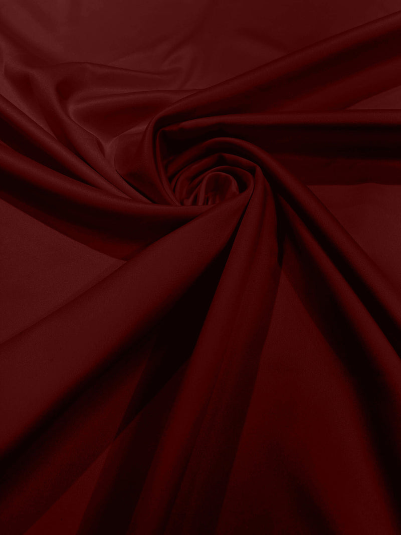 Cranberry Solid Matte Stretch L'Amour Satin Fabric 95% Polyester 5% Spandex, 58" Wide/ By The Yard.