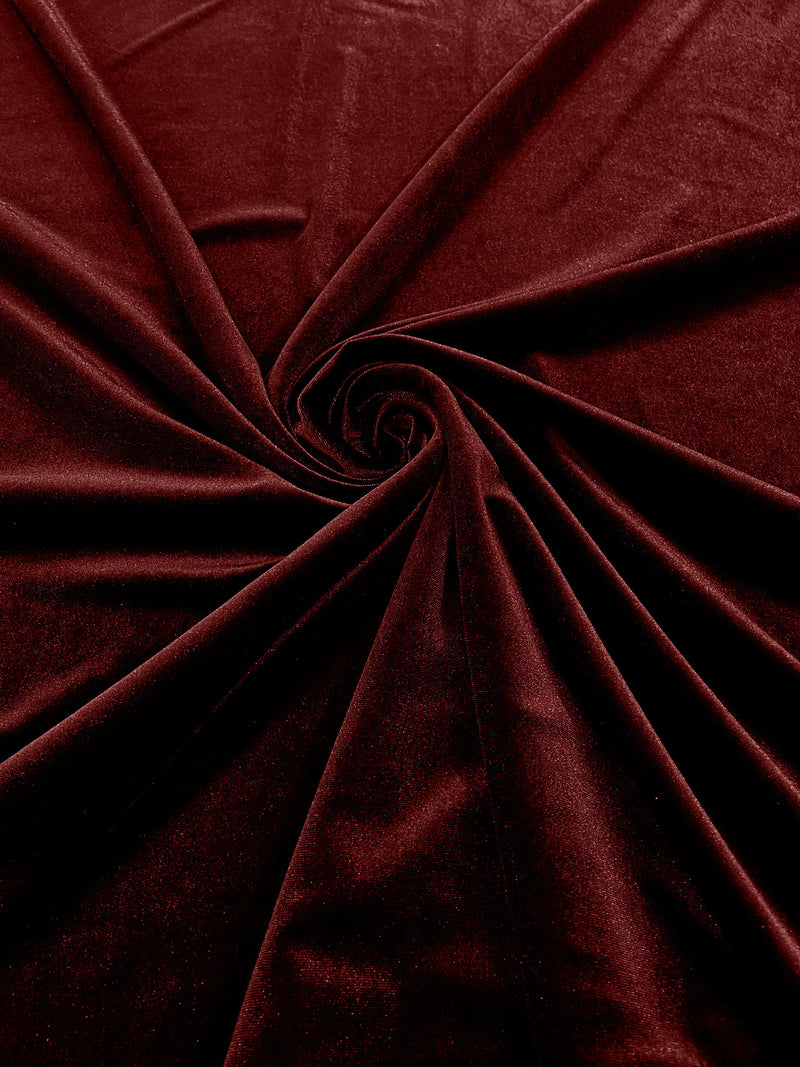 Cranberry Solid Stretch Velvet Fabric  58/59" Wide 90% Polyester/10% Spandex By The Yard.