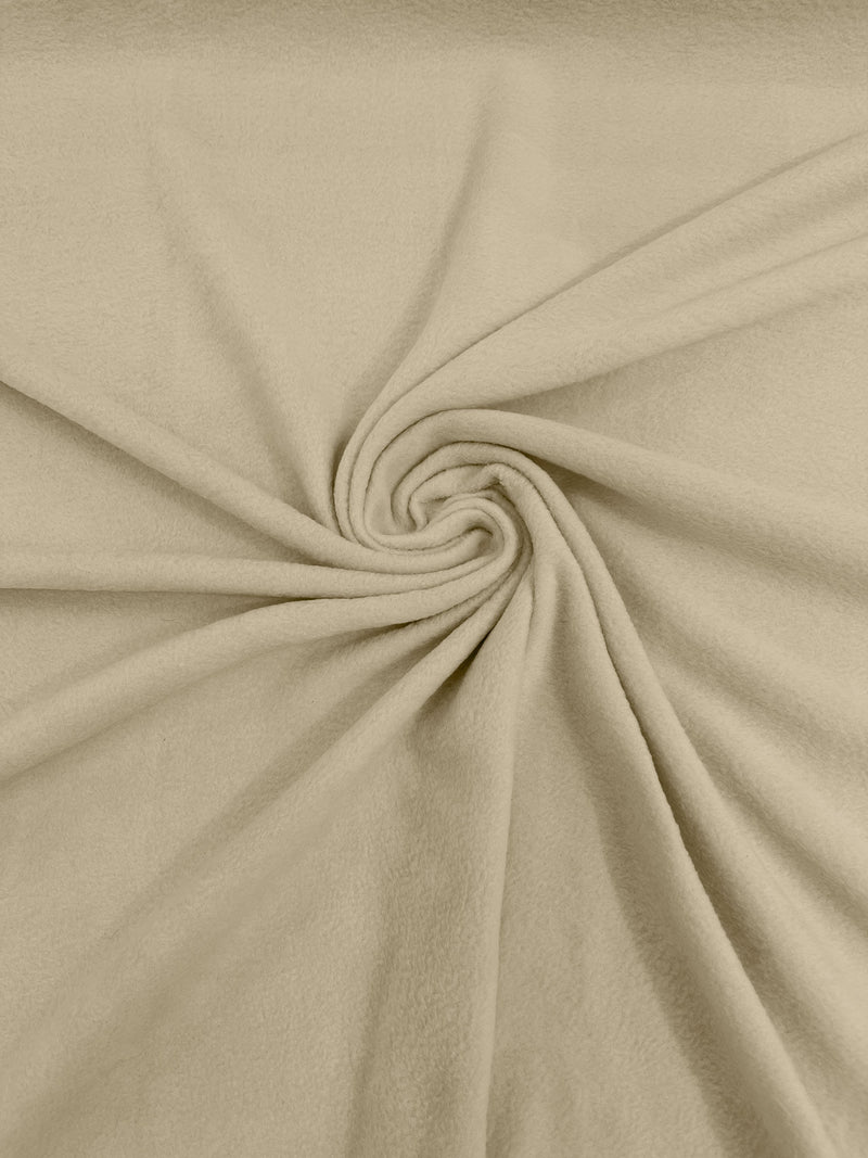 Beige Solid Polar Fleece Fabric Anti-Pill 58" Wide Sold by The Yard.