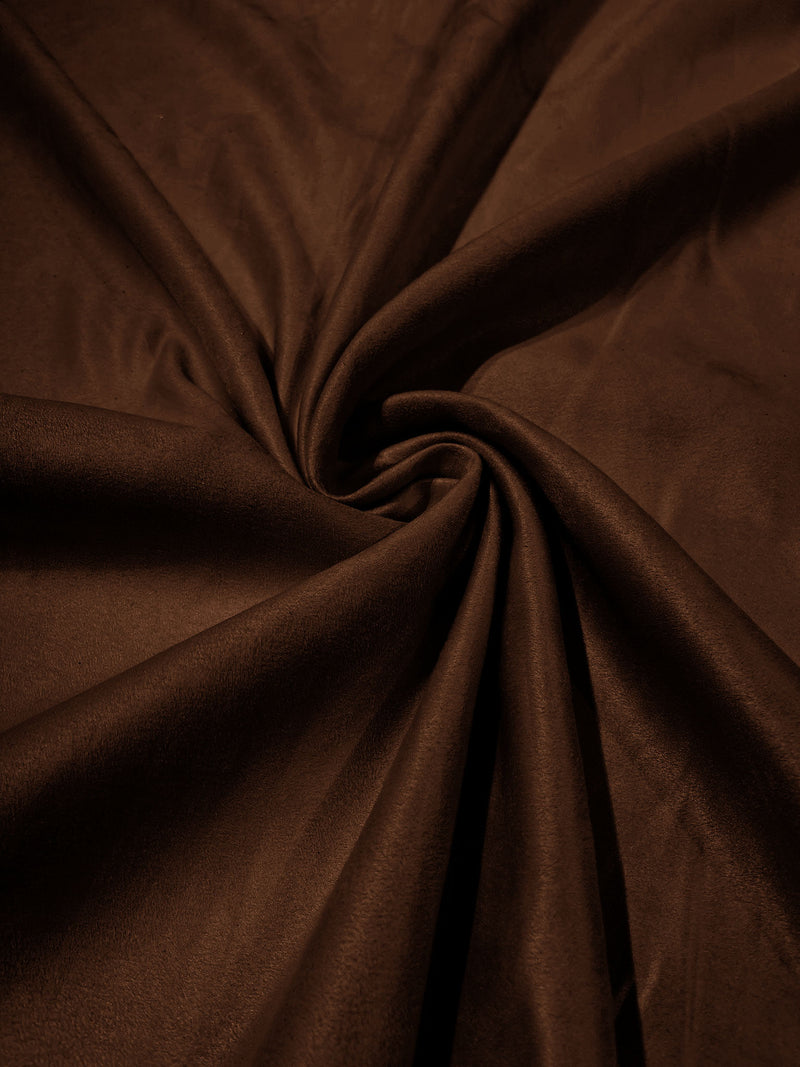 Dark Brown Faux Suede Polyester Fabric | Microsuede | 58" Wide.