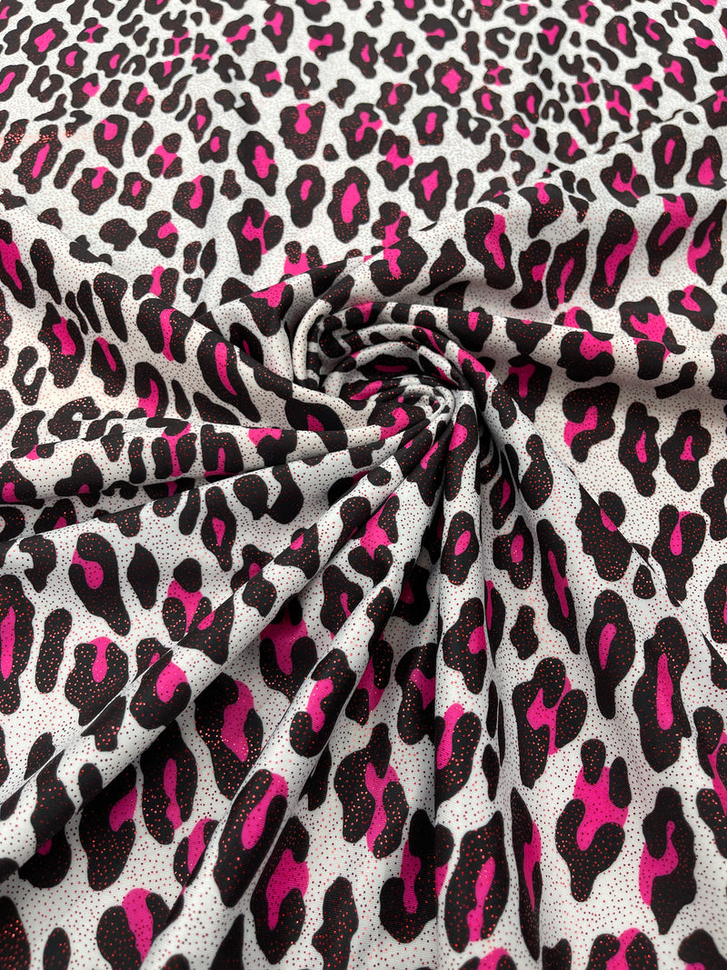 LEOPARD PRINT WITH FOIL STRETCH SPANDEX (by the yard)