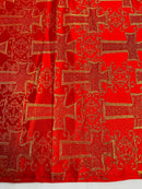 METALLIC BIG CROSS JACQUARD SATIN FABRIC (by the yard)