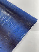 FLORIDA VEGGAN FAUX CROCODILE 3D TWO TONE VINYL FABRIC (by the yard)