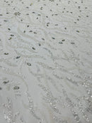 JEWEL VINE BEADED LACE ON MESH FABRIC (By The Yard)