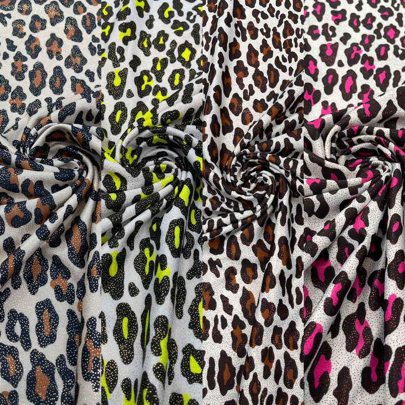 LEOPARD PRINT WITH FOIL STRETCH SPANDEX (by the yard)