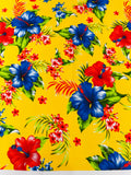 Multi Color Hawaiian Hibiscus  Floral Fabric/ 100% Cotton/45" Wide (by the yard)