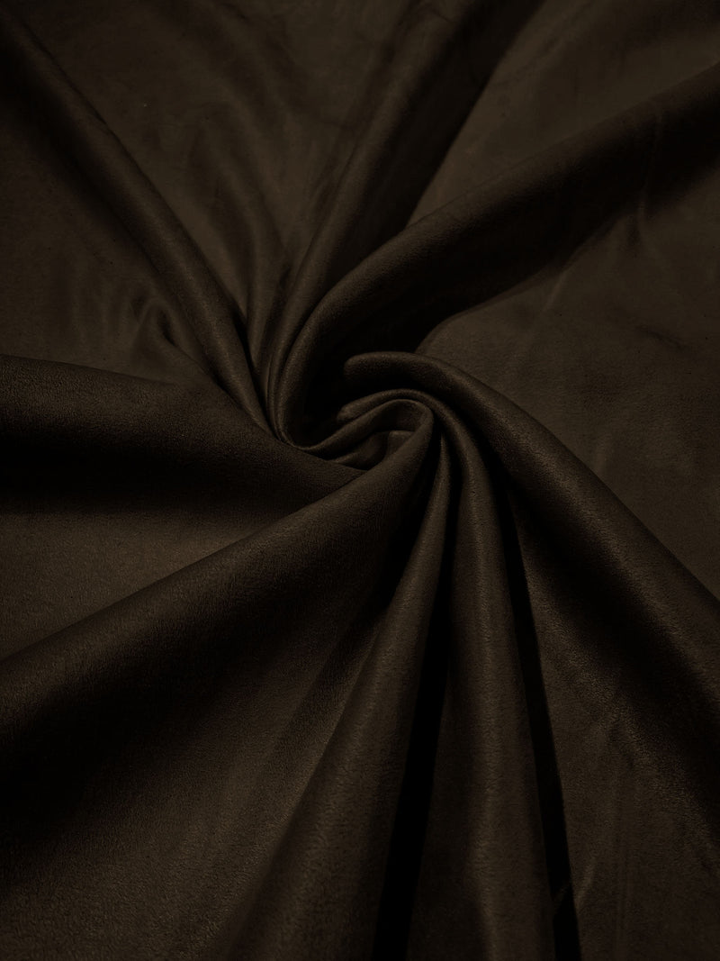 Dark Chocolate Faux Suede Polyester Fabric | Microsuede | 58" Wide.