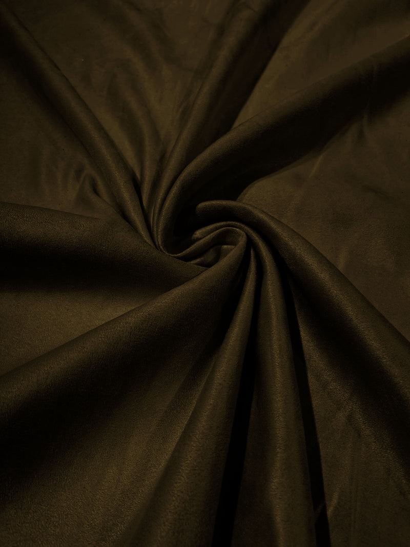 Dark Olive Faux Suede Polyester Fabric | Microsuede | 58" Wide.