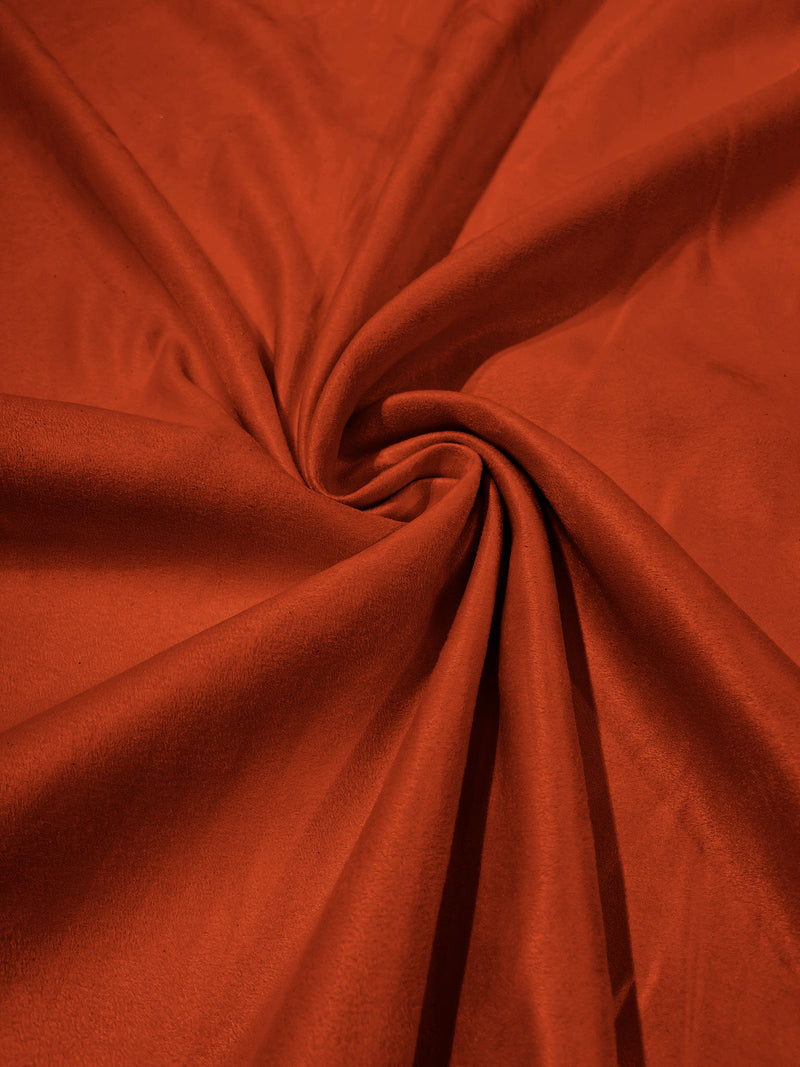 Dark Orange Faux Suede Polyester Fabric | Microsuede | 58" Wide.