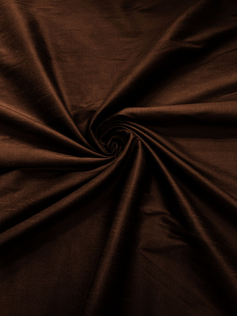 Dark Brown - Polyester Dupioni Faux Silk Fabric/ 55” Wide/Wedding Fabric/Home Decor.