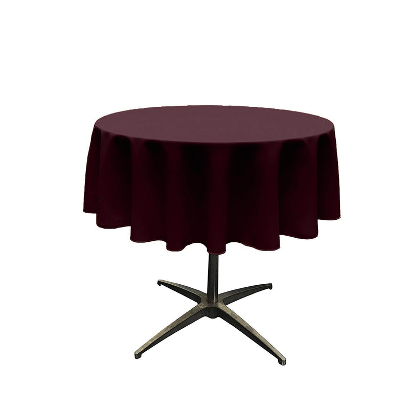 Dark Burgundy Round Polyester Poplin Seamless Tablecloth - Wedding Decoration Tablecloth